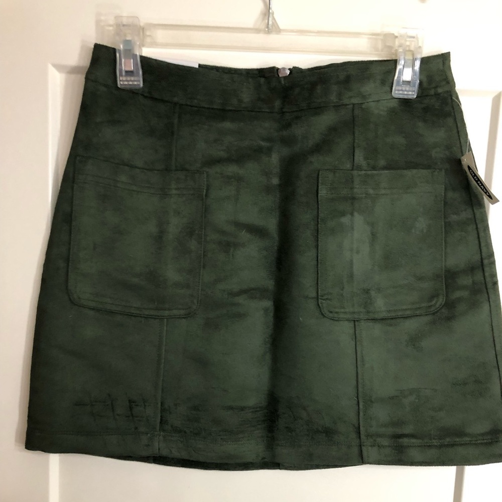 Green suede skirt